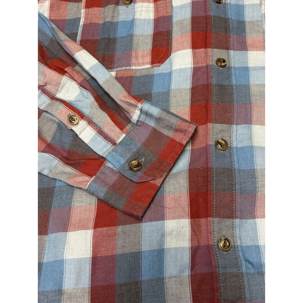 The North Face Mens‎ Plaid Long Sleeve Button Up Shirt XXL Red Blue Grey Casual